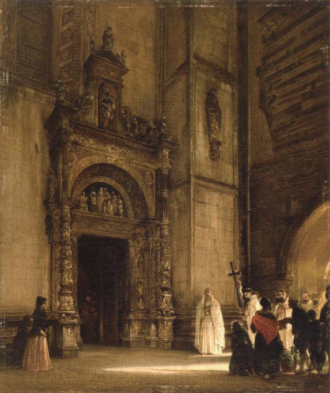 rudolph von alt side portal of como cathedral Norge oil painting art